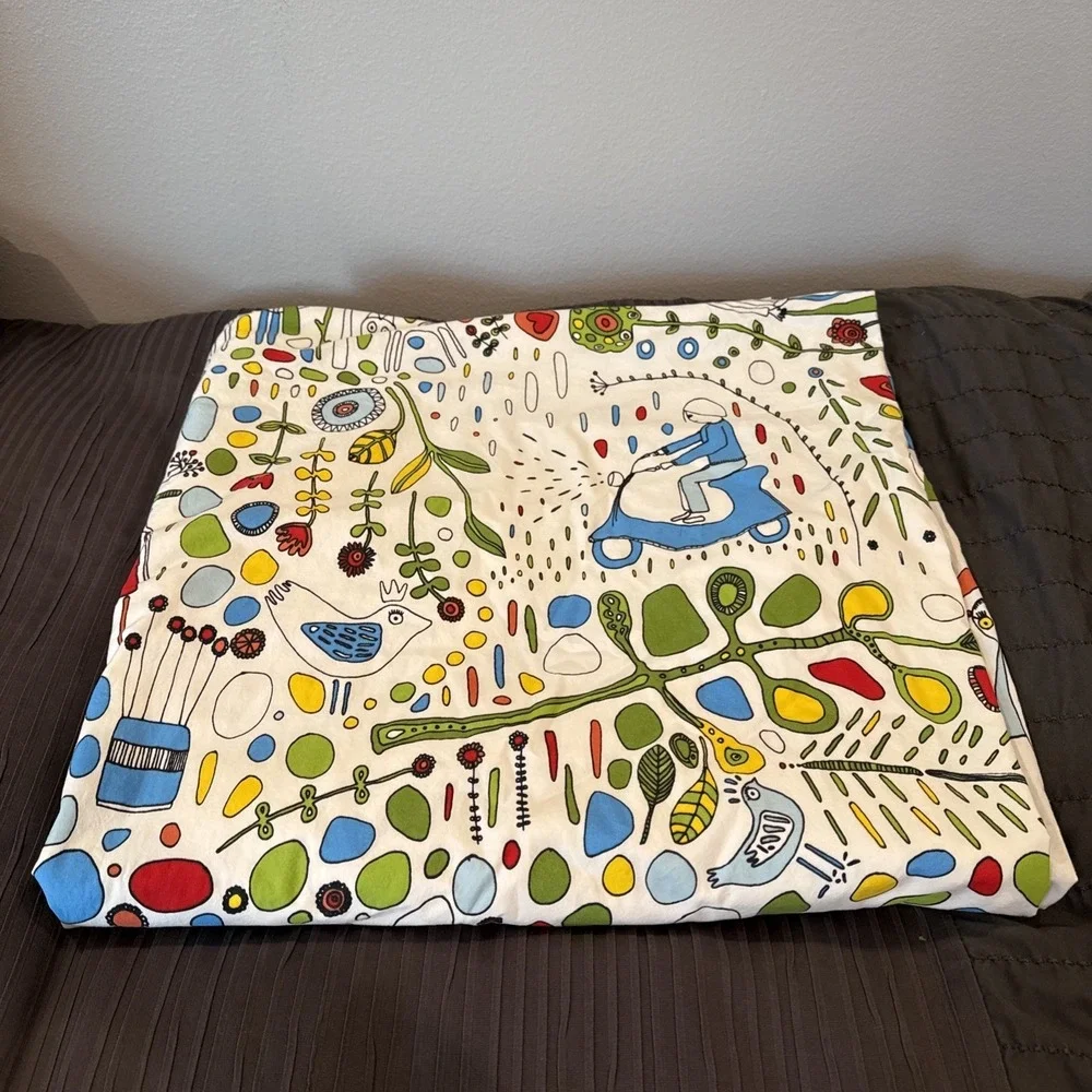 IKEA Eivor Leva Full Duvet‎ Cover Whimsical Colorful Design Cotton Buttons